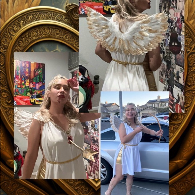 White & Gold Cupid Costume With Wings